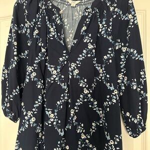 Crown & Ivy Navy Floral Blouse